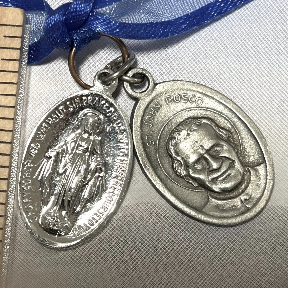 Vintage Religious Medal Pendants Saint St John Bosco Dominic Savio Virgin Mary